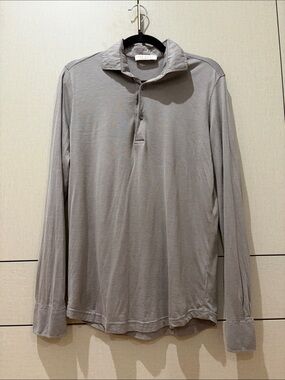 Luca Faloni silk cotton polo in gray size M